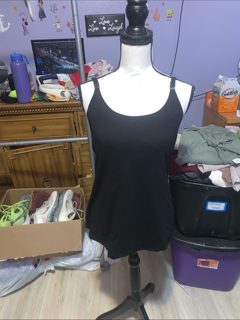 Secret Treasures Intimates L/XL Black Nursing Tank Top